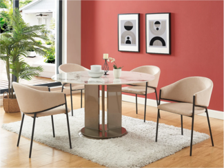 Vente-unique - Stuhl mit Armlehnen 6er-Set - Stoff & Metall - Beige - ORDIDA von Pascal MORABITO