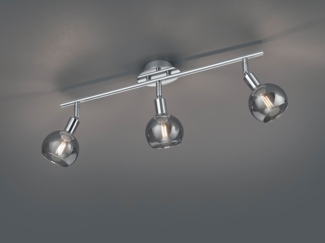 Deckenstrahler BREST 3-flammig Chrom mit Rauchglas, Breite 58cm