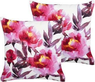 Gartenkissen 2er Set Blumenmuster LANROSSO 45 x 45 cm Rosa