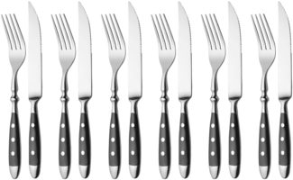 GRÄWE Steakbesteck, 12-teilig, Besteckset für 6 Personen, Steakgabel, Steakmesser, Edelstahl poliert, schwer, spülmaschinengeeignet