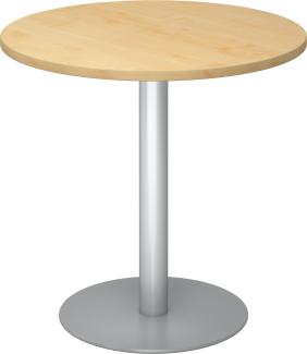 bümö® Besprechungstisch STF, Tischplatte rund 80 x 80 cm in Ahorn, Gestell in silber