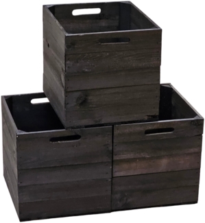 Holzkiste Obstkiste "Kallax" 32,5 x 38 x 32,5 cm Schwarz 3er SET