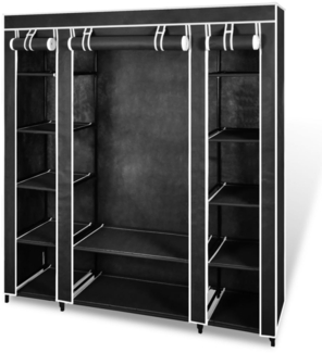 vidaXL Stoffschrank mit Fächern Kleiderstangen 45×150×176 cm Schwarz 240495