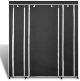 vidaXL Stoffschrank mit Fächern Kleiderstangen 45×150×176 cm Schwarz 240495