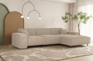 Ecksofa Designersofa GLORIA in Stoff Scala Beige Ottomane Rechts