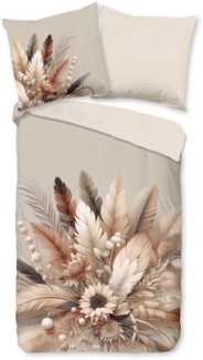 good morning Wendebettwäsche Barro, Biber, Flanell, 3 teilig, Flanell, Biber, Winter, Warm, Reißverschluss, Wendeoptik, Federn, sand