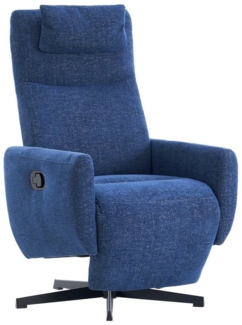 i@home Relaxsessel 360° drehbarer Relaxsessel mit Liege & Fußstütze (Blau/Taupe/Beige) (Einzelsessel), manuelle Liegefunktion, gepolsterter Chenille-Sessel mit 360°-Drehung