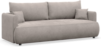Selsey 'Ovo Mini' 3-Sitzer Schlafsofa mit Bettkasten, Velours Easy-Clean, grau