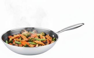 Wok Pfanne Wokpfanne Bratpfanne Edelstahl Induktion Ø28cm Cheffinger CF-PW28N