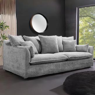 Gemütliches Hussensofa PARADISO 200cm Bouclé grau Federkern