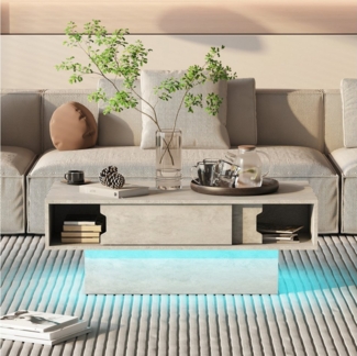 radelldar Couchtisch Wohnzimmertisch mit Stauraum, LED&Fernsteuerung matt,108 x 55 x 40 cm