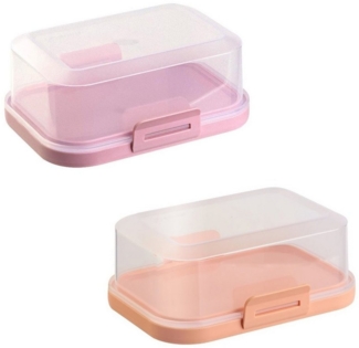 Engelland Butterdose Stapelbare Butter-/Käsedose, Kunststoff, (Vorteils-Set, 2-tlg, mit sicherem Klickverschluss), stapelbar, platzsparend, Ordnung im Kühlschrank, BPA-Frei, Mehrzweck