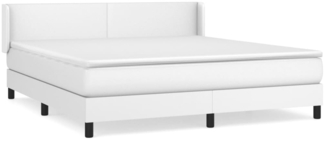 vidaXL Boxspringbett mit Matratze Weiß 180x200 cm Kunstleder 3130674
