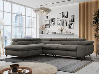 MKS MÖBEL Ecksofa PETER L, Set, Ecksofa L-form, HR35-Schaum, Wellenfederkern, Bettfunktion, Einstellbare Kopfstützen, Bettkasten
