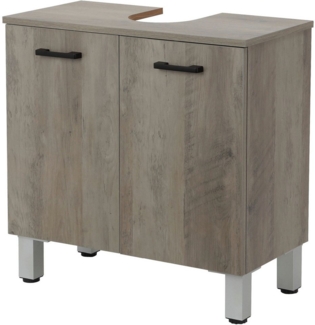 welltime Waschbeckenunterschrank Florenz,Breite 60cm, 2 Tür, 2 Fächer, mit Siphonausschnitt, MDF-Front in verschiedenen Farben erhältlich, Badmöbel, Badschrank, Kommode, Bad