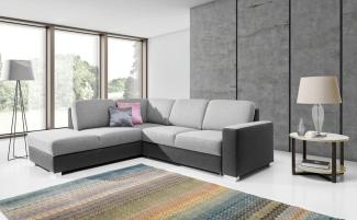 Ecksofa Sofa JUNES mit Schlaffunktion Grau / Hellgrau Ottomane Links