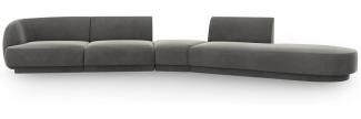 Micadoni Modulares Sofa Miley 5-Sitzer Rechts Samtstoff Hellgrau