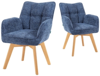 DUBI Möbel Polsterstuhl Mika-Theo 2er-Set, Federkern, Eiche geölt, 360° drehbar im 2er-Set