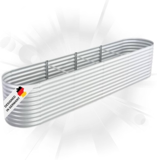 DELUKE® rundes Hochbeet für Garten BLUMO Verzinkter Stahl Hochbeet Metall Gartenbeet rund Kräuterbeet Blumenbeet Frühbeet für Garten Gemüsebeet, 400x80x81cm, Silber