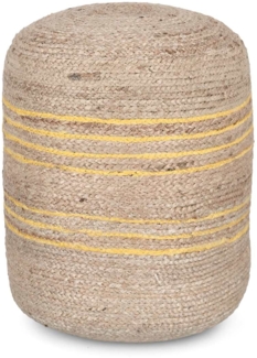 Pouf Ankit aus Jute, Gelb, 45x45x50 cm