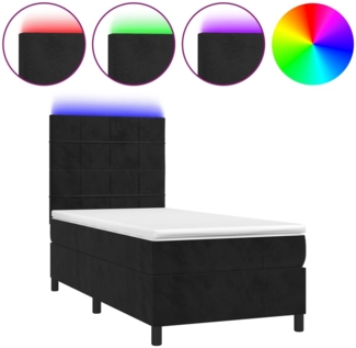 Boxspringbett mit Matratze & LED Samt Schwarz 80x200 cm