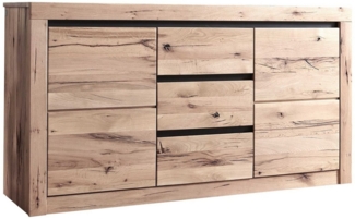 Massivmoebel24 Sideboard (Sideboard Wild-/Zerreiche 155x45x85 bianco geölt MONTREUX #227)