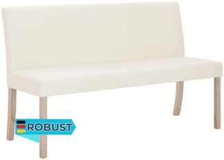 Sitzbank PHIL 139,5 cm Cremeweiß Kunstleder | Küchenbank Esszimmerbank Flurbank mit Rückenlehne