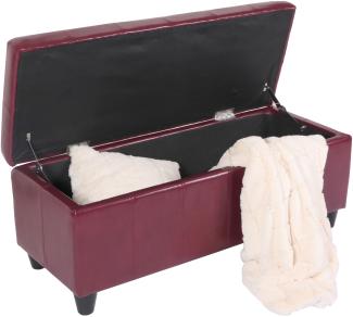 Bank Sitzbank MIT Aufbewahrung Kriens Leder + Kunstleder 112x45x45cm MVG-zertifiziert ~ rot