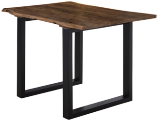 Esstisch Baumkante massiv Akazie nussbaum 120x80 U-Gestell schwarz LUBIN 527318