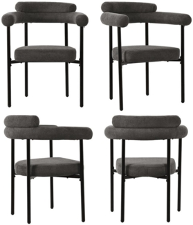Flieks Esszimmerstuhl (Set, 4 St), 4er Set Polsterstühle Wohnzimmer Samt Küchenstühle Eisengestell