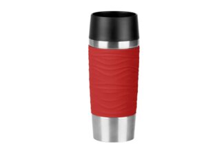 EMSA 'Travel Mug Waves' Isolierbecher, Edelstahl, rot, 360 ml