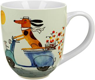 DUO Dogs World JUMBO XXL Becher 1000 ml DOG ON A SCOOTER, New Bone China Porzellan