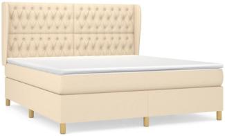 vidaXL Boxspringbett mit Matratze Creme 180x200 cm Stoff 3128786