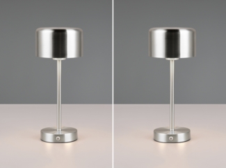 2er SET Akku Tischleuchten, per USB aufladbar, dimmbar, Silber matt, Höhe 30cm