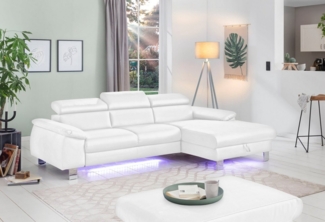 COTTA Ecksofa Komaris L-Form mit Kopfteilverstellung, wahlweise mit Bettfunktion, Bettkasten & Beleuchtung