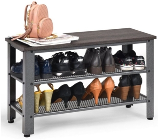 COSTWAY Schuhbank, Metallrahmen, Schuhregal mit 2 Gitterablagen, 73 x 30 x 45 cm