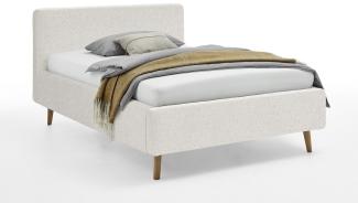 Polsterbett Mattis | weiß Flausch | 140x200 cm | mit Lattenrost & Bettkasten