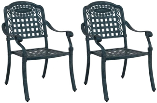 vidaXL Gartenstuhl 2 pcs Grün 55 x 56,5 x 91cm Aluminium 42002373