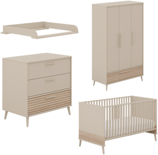 EEFJE Babyzimmer Set bestehend aus: Kleiderschrank, Babybett, Kommode, Wickelaufsatz