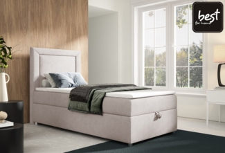 Best for Home Boxspringbett Trinity K-3 Boxspringbett mit Stauraum & Topper – Einzelgrößen (Einzelbett, Polsterbett mit gepolstertes Kopfteil, Jugendbett, Kinderbett versch. Größen, 70x200 80x200 90x200 100x200 cm), verschiedene Liefermöglichkeiten, Ha...