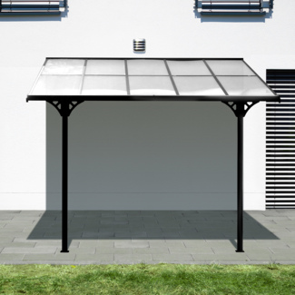 Westmann Aluminium Terassenüberdachung mit Doppelstegplatten "Bruce", schwarz, 313 x 300 x 225-270 cm (L x B x H)