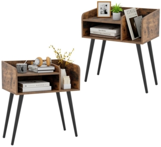 COSTWAY Nachttisch (2-St), Beistelltisch, mit offenem Fach, 50x32x58 cm