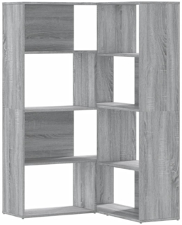 vidaXL Eck-Bücherregal 4 Etagen Grau Sonoma 85x85x140 cm Holzwerkstoff 3307815