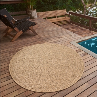 the carpet Teppich Kansas, rund, Höhe: 1 mm, moderner robuster In und Outdoor Teppich Jute Look
