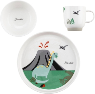 Sterntaler® Kindergeschirr-Set Dino Rexi (3-tlg), Porzellan, Silikon