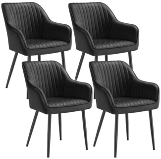 SONGMICS Esszimmerstuhl mit Armlehnen, 4er Set, Samt, 62,5 x 60 x 85 cm, Tintenschwarz