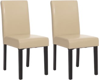 2er-Set Esszimmerstuhl Stuhl Küchenstuhl Littau ~ Kunstleder, creme, dunkle Beine