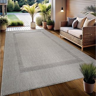 OTTO home Teppich Venedig Bordüre auch als Läufer erhältlich, rechteckig, Höhe: 3 mm, In- und Outdoor geeignet, Sisal-Optik, Wetterfest & UV-beständig