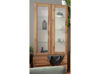 Vitrine >Ravenna I< in Honig-Eiche aus Glas - 80x191x40cm (BxHxT)