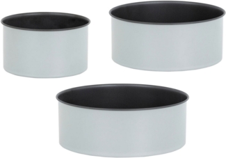 CHG Kuchenblech PushPan, 3er Set, Ø 15 cm, 20 cm und 23 cm, Backformen aus Feinblech, Metall, Silikon, (Set, 3-St), patentierte Silikondichtung, 100 % auslaufsicher, Made in Europe